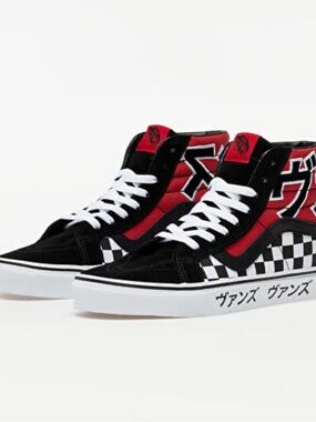 Vans Sk8-Hi Japanese Type Black, Red & White Checkerboard High-Top Sneakers